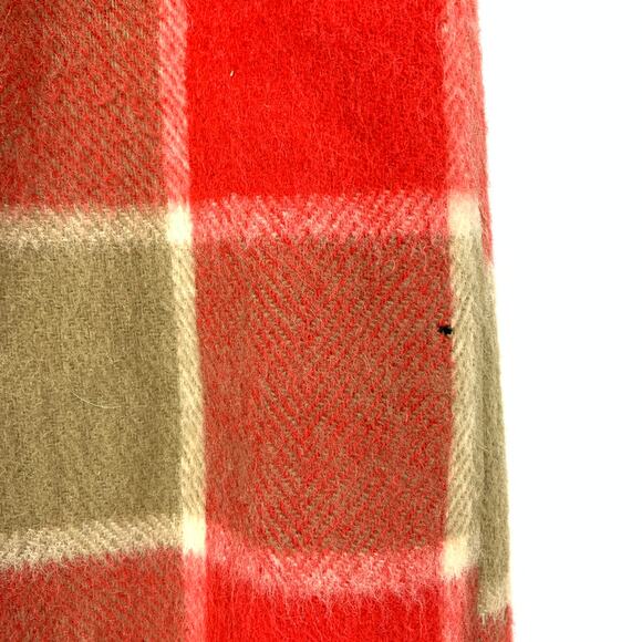 Vintage Wool Skirt Womens XXS Plaid High Waist Red Tan Lined Winter Holiday Fall - Picture 3 of 7